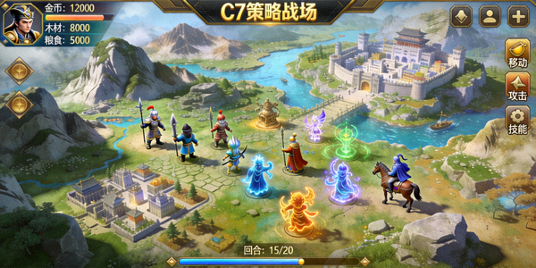 C7平台热门策略类游戏界面截图，展示精美的地图与角色单位