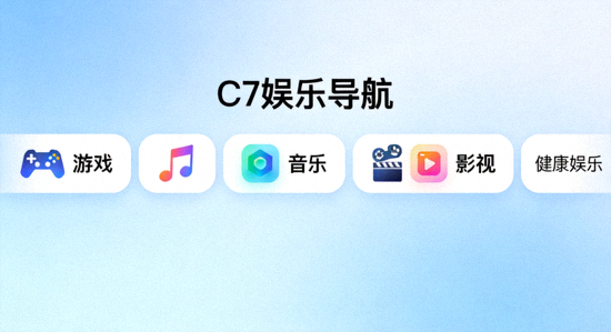 C7娱乐导航平台内容分类截图，展示游戏、音乐、影视等多元化健康娱乐板块